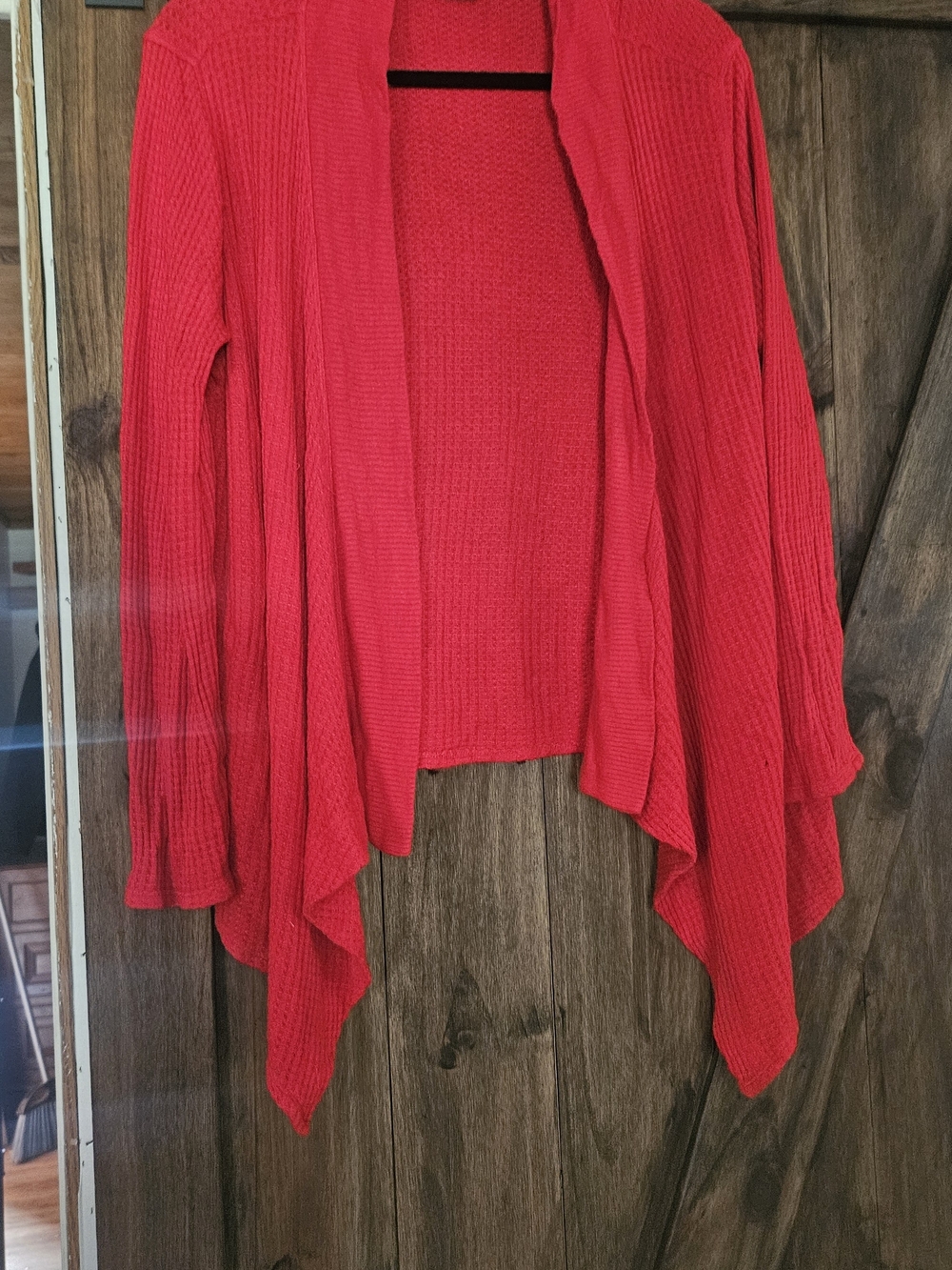 Open-Front Red Women's Cardigan Sweater